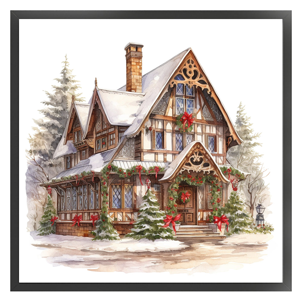 Christmas Cabin - 14CT Stamped Cross Stitch 50*50CM