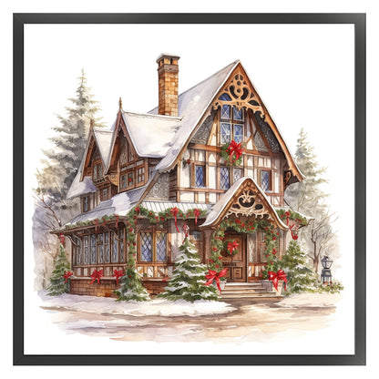 Christmas Cabin - 14CT Stamped Cross Stitch 50*50CM