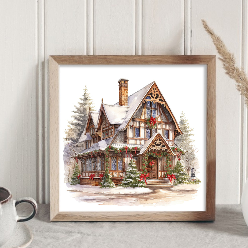 Christmas Cabin - 14CT Stamped Cross Stitch 50*50CM