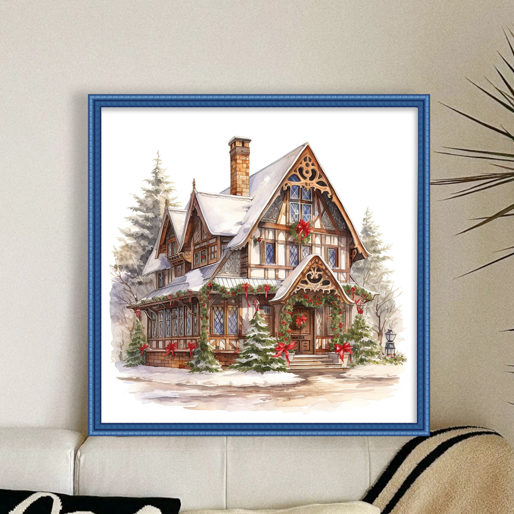 Christmas Cabin - 14CT Stamped Cross Stitch 50*50CM