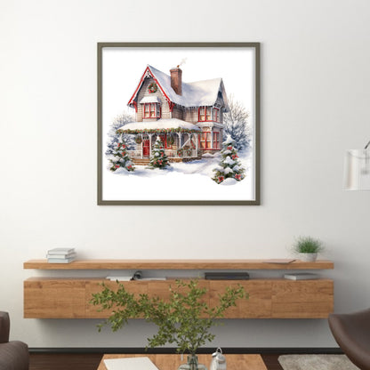 Christmas Cabin - 14CT Stamped Cross Stitch 50*50CM