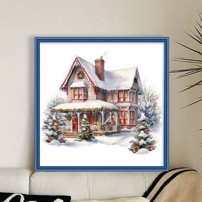 Christmas Cabin - 14CT Stamped Cross Stitch 50*50CM