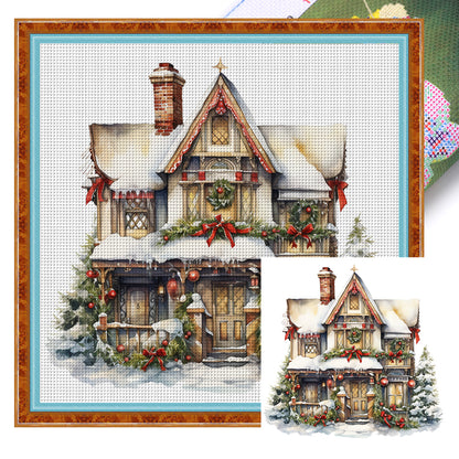 Christmas Cabin - 14CT Stamped Cross Stitch 50*50CM