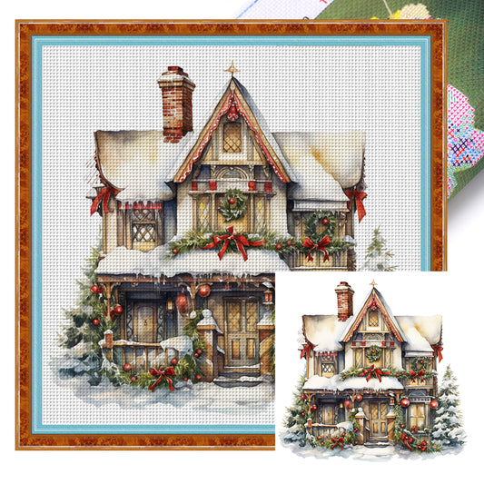 Christmas Cabin - 14CT Stamped Cross Stitch 50*50CM