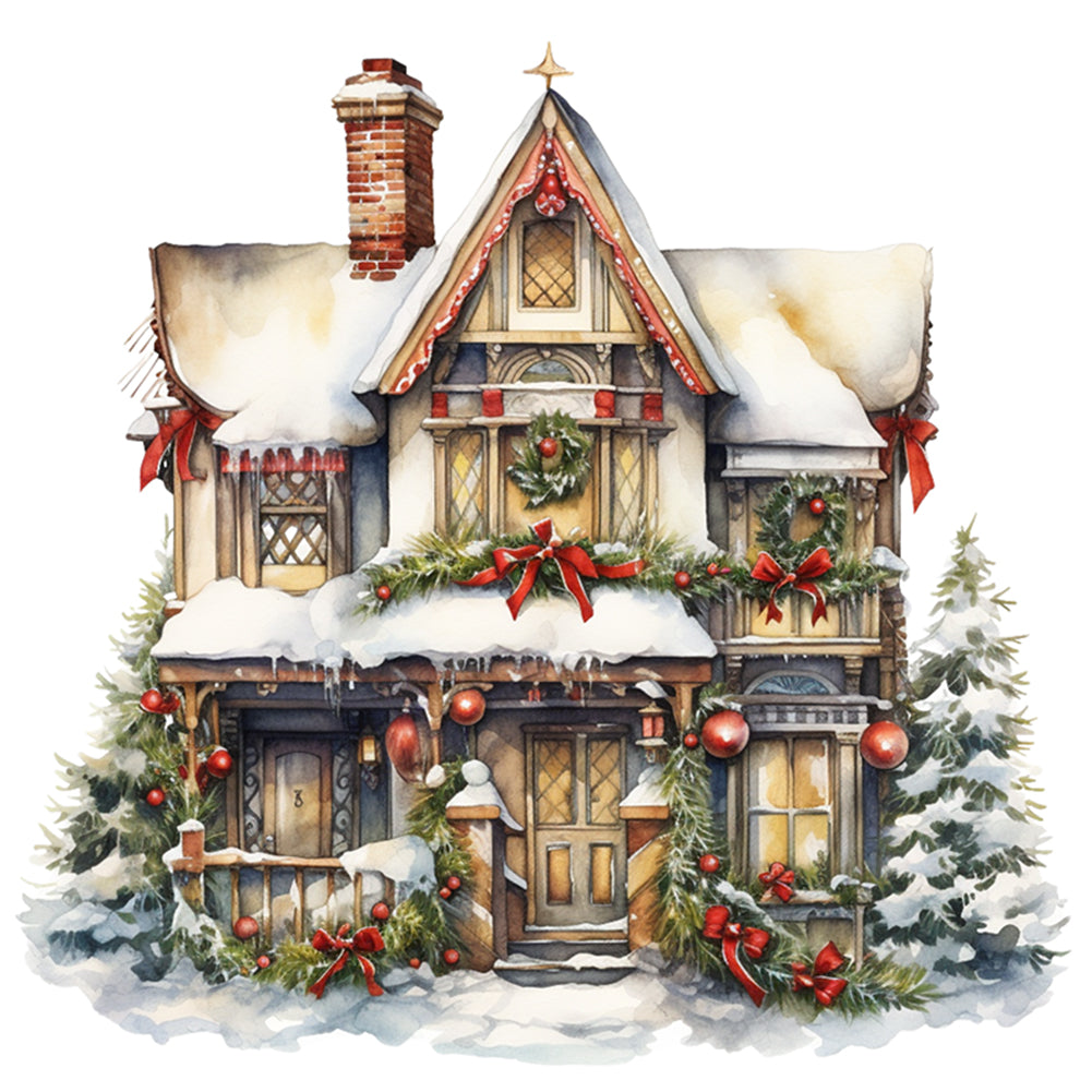 Christmas Cabin - 14CT Stamped Cross Stitch 50*50CM