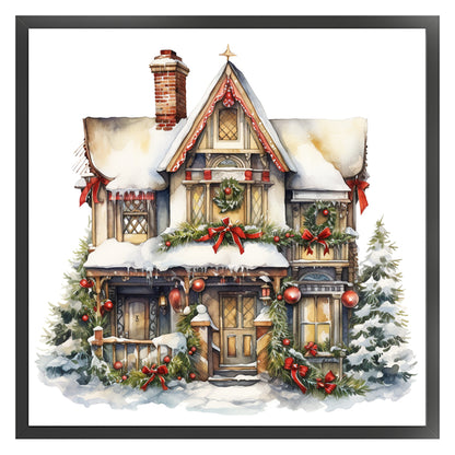 Christmas Cabin - 14CT Stamped Cross Stitch 50*50CM