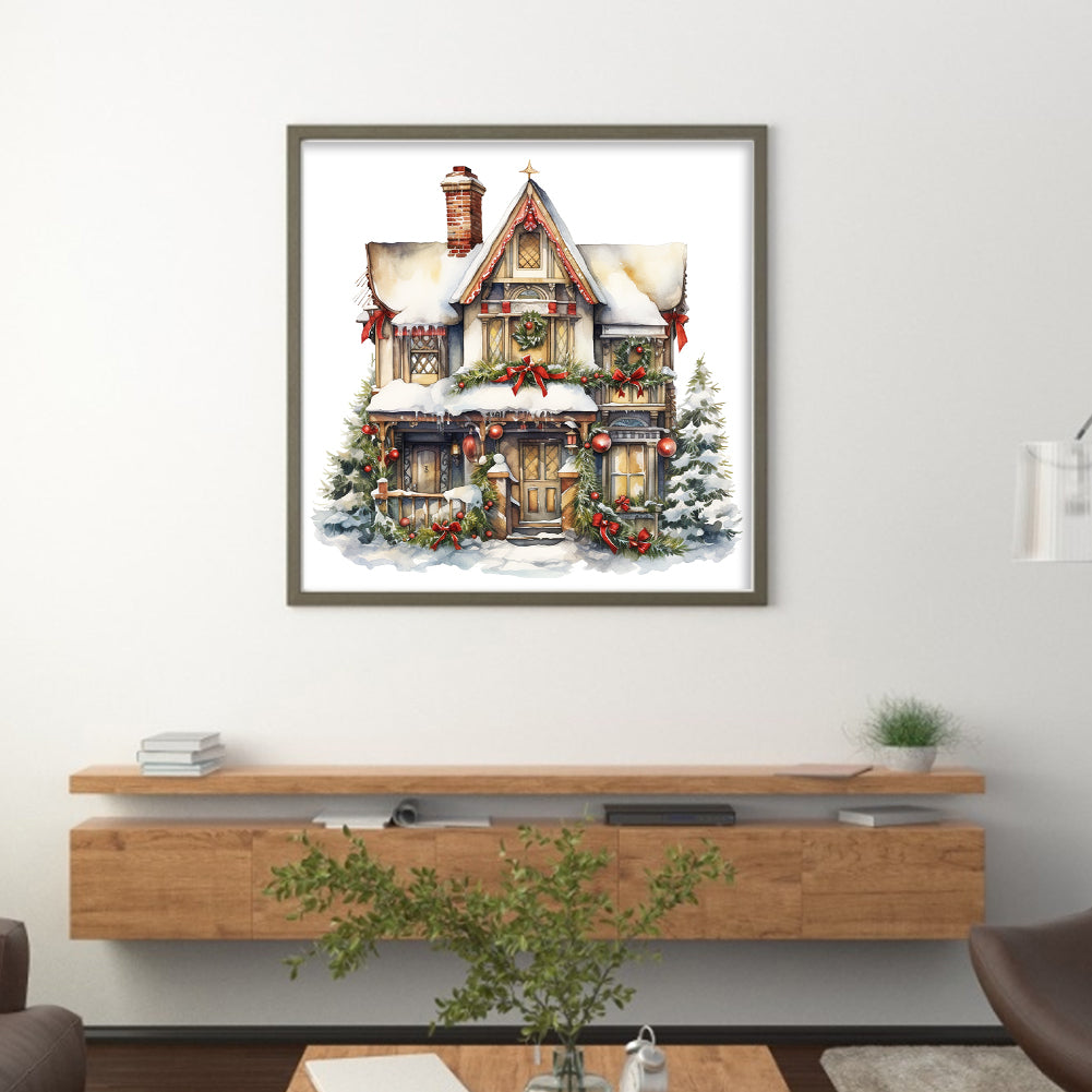 Christmas Cabin - 14CT Stamped Cross Stitch 50*50CM