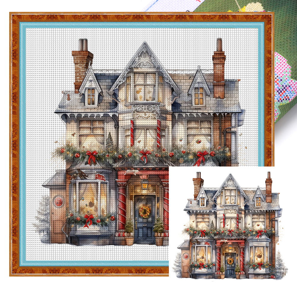 Christmas Cabin - 14CT Stamped Cross Stitch 50*50CM