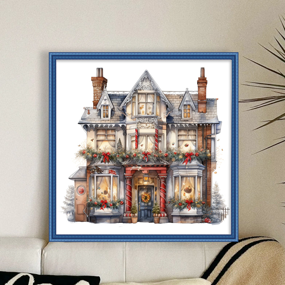 Christmas Cabin - 14CT Stamped Cross Stitch 50*50CM