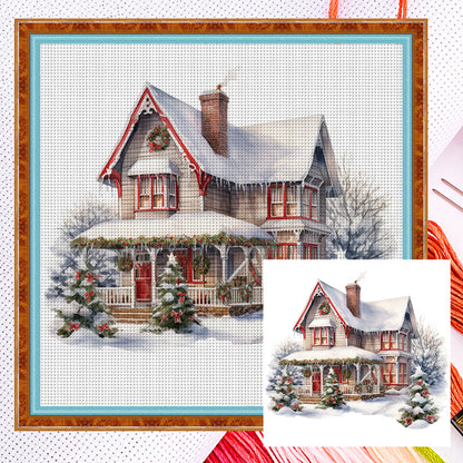 Christmas Cabin - 14CT Counted Cross Stitch 50*50CM