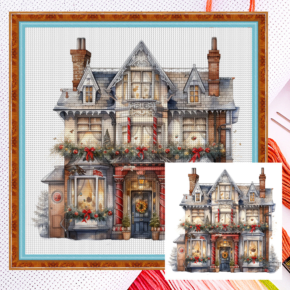 Christmas Cabin - 14CT Counted Cross Stitch 50*50CM