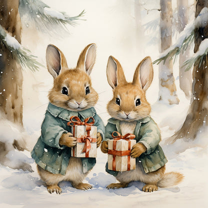 Gift Bunny - Full Round Drill Diamond Painting 30*30CM