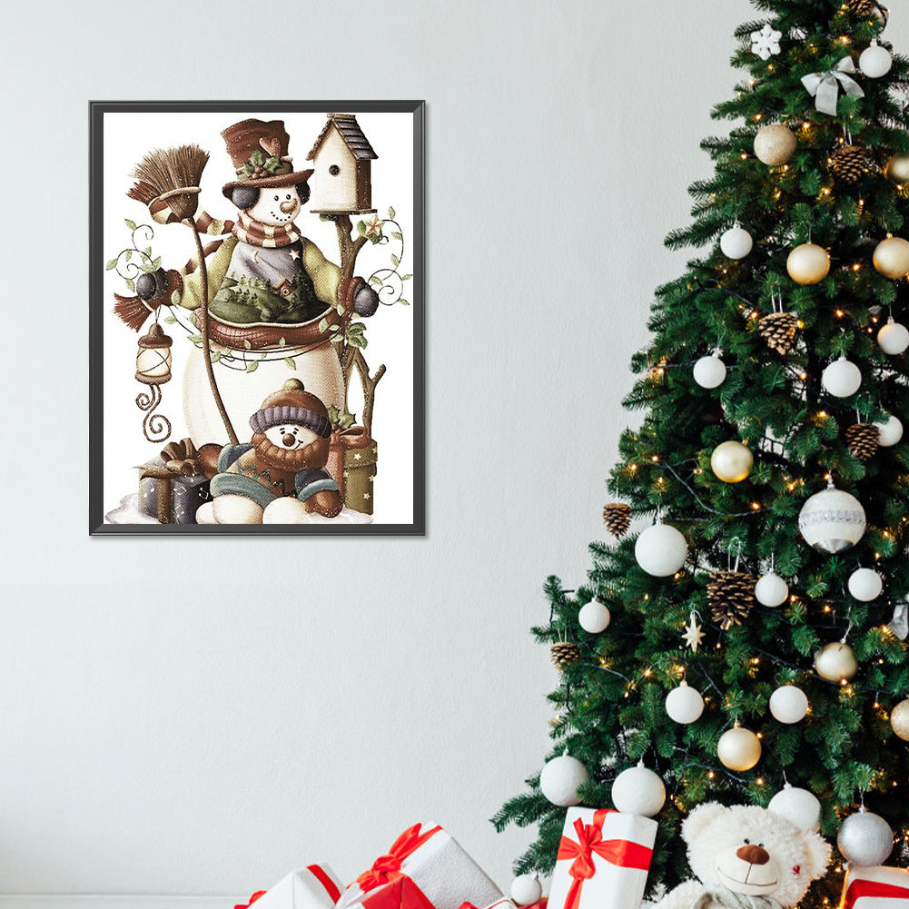 Snowman And Son - Full Round Drill Diamond Painting 30*40CM