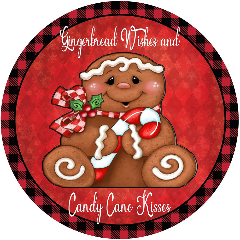 Round Gingerbread Man - Full Round Drill Diamond Painting 30*30CM