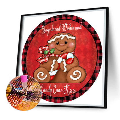 Round Gingerbread Man - Full Round Drill Diamond Painting 30*30CM