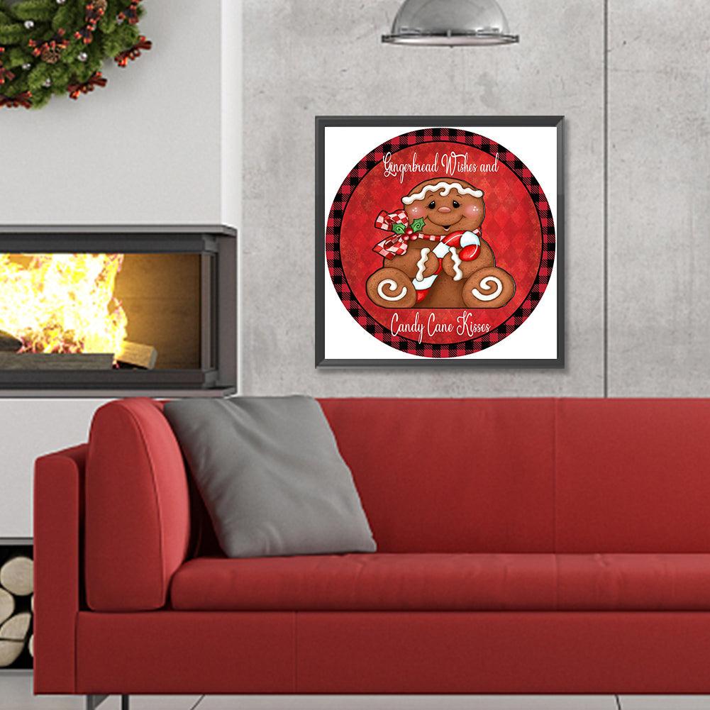 Round Gingerbread Man - Full Round Drill Diamond Painting 30*30CM