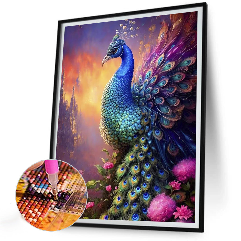 Peacock - Full Round Drill Diamond Painting 30*40CM