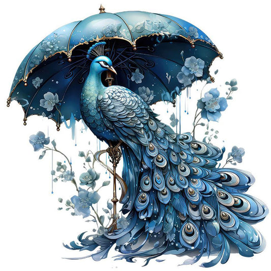 Blue Peacock - Full Round Drill Diamond Painting 30*30CM
