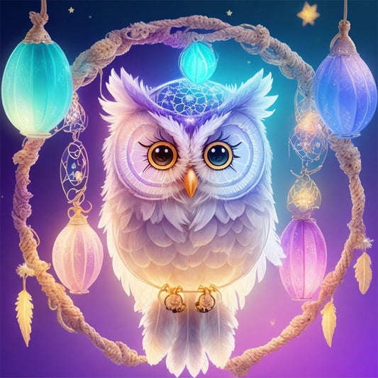 Owl Dream Catcher - Full Round Drill Diamond Painting 30*30CM