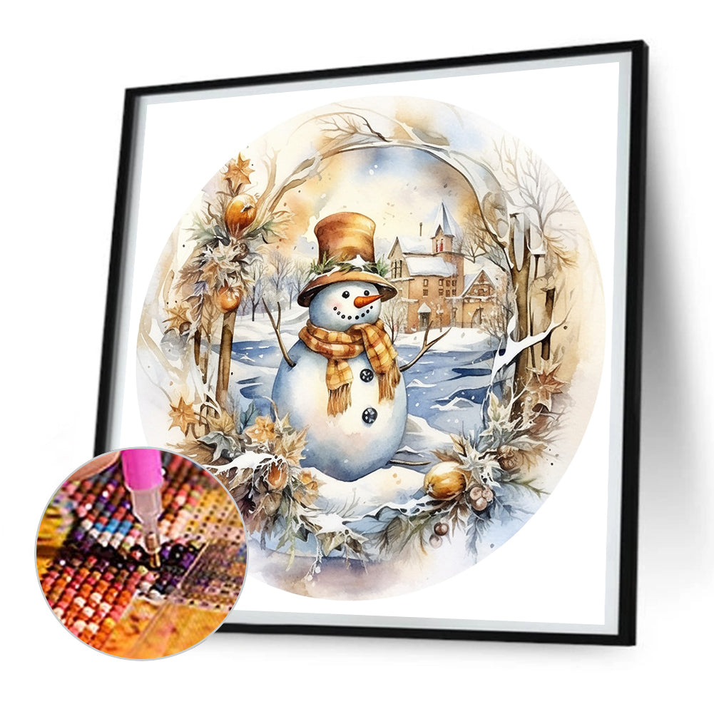 Winter Snowman - Full Round Drill Diamond Painting 30*30CM