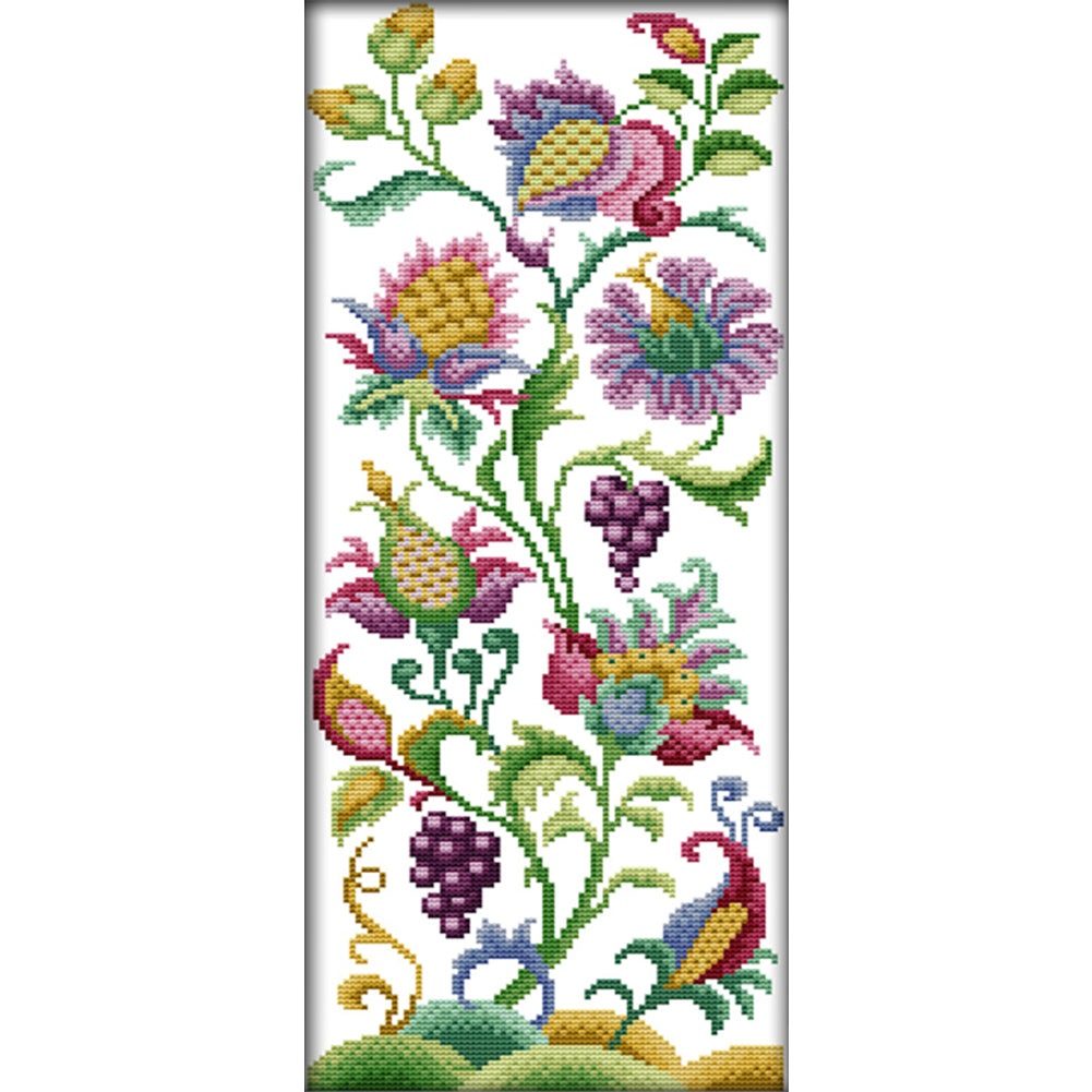 Abstract Flower - 14CT Stamped Cross Stitch 19*47CM(Joy Sunday)