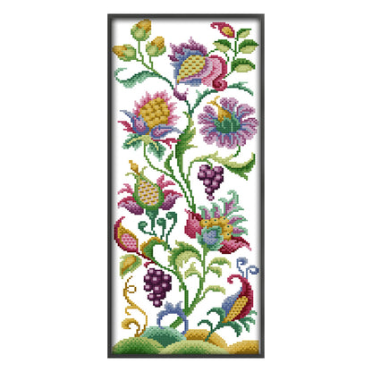 Abstract Flower - 14CT Stamped Cross Stitch 19*47CM(Joy Sunday)