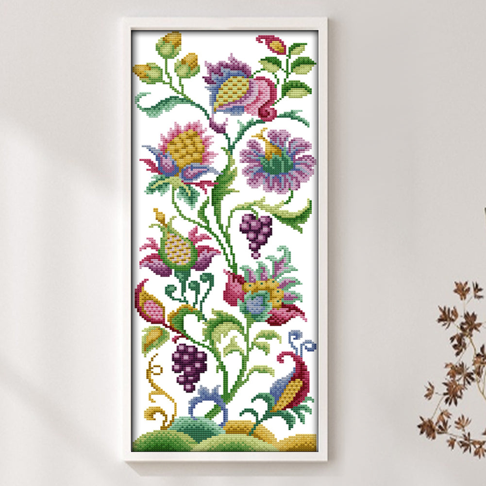 Abstract Flower - 14CT Stamped Cross Stitch 19*47CM(Joy Sunday)