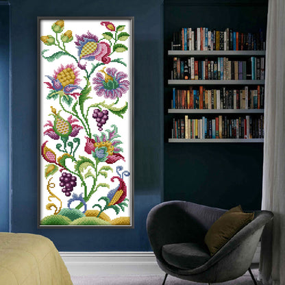 Abstract Flower - 14CT Stamped Cross Stitch 19*47CM(Joy Sunday)