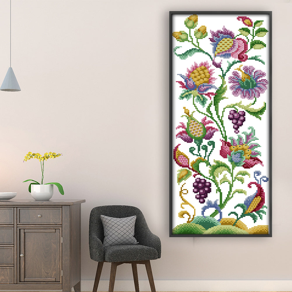 Abstract Flower - 14CT Stamped Cross Stitch 19*47CM(Joy Sunday)