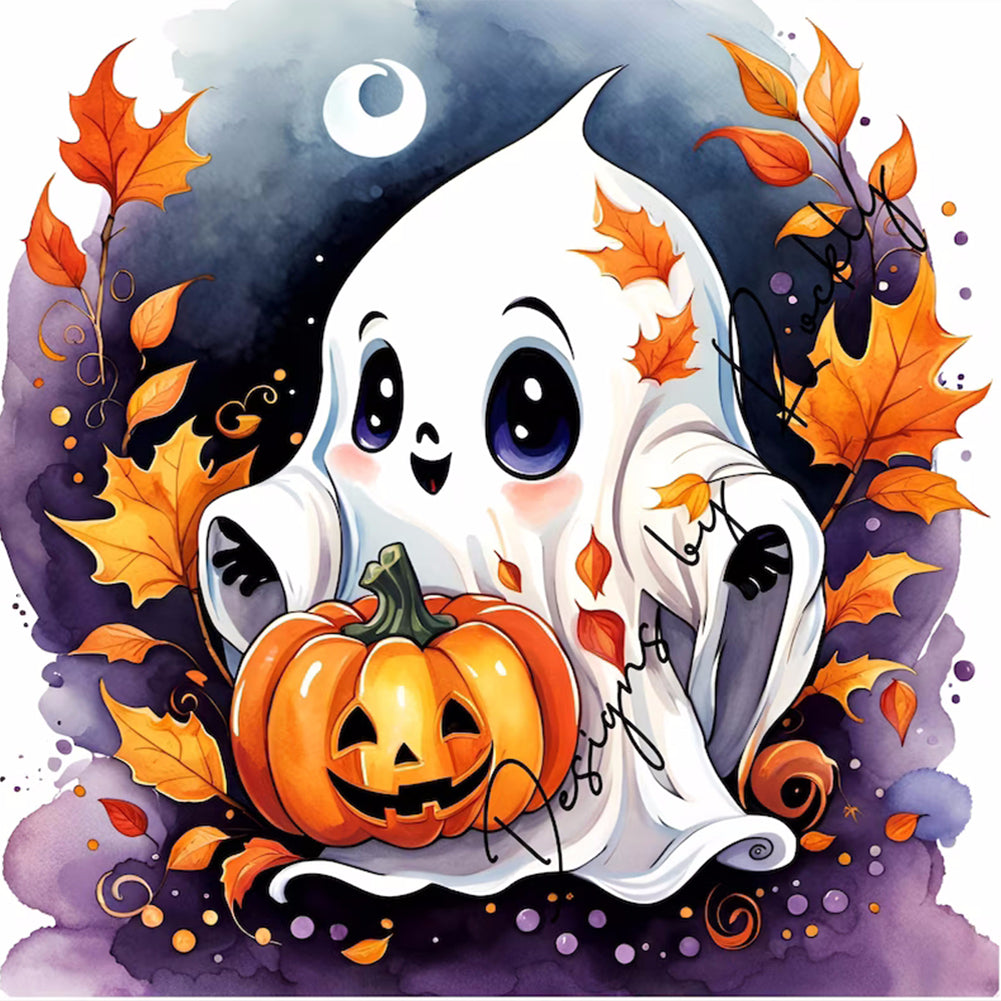 Cute Little Ghost - Full Round Drill Diamond Painting 30*30CM