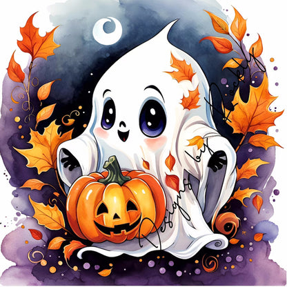 Cute Little Ghost - Full Round Drill Diamond Painting 30*30CM