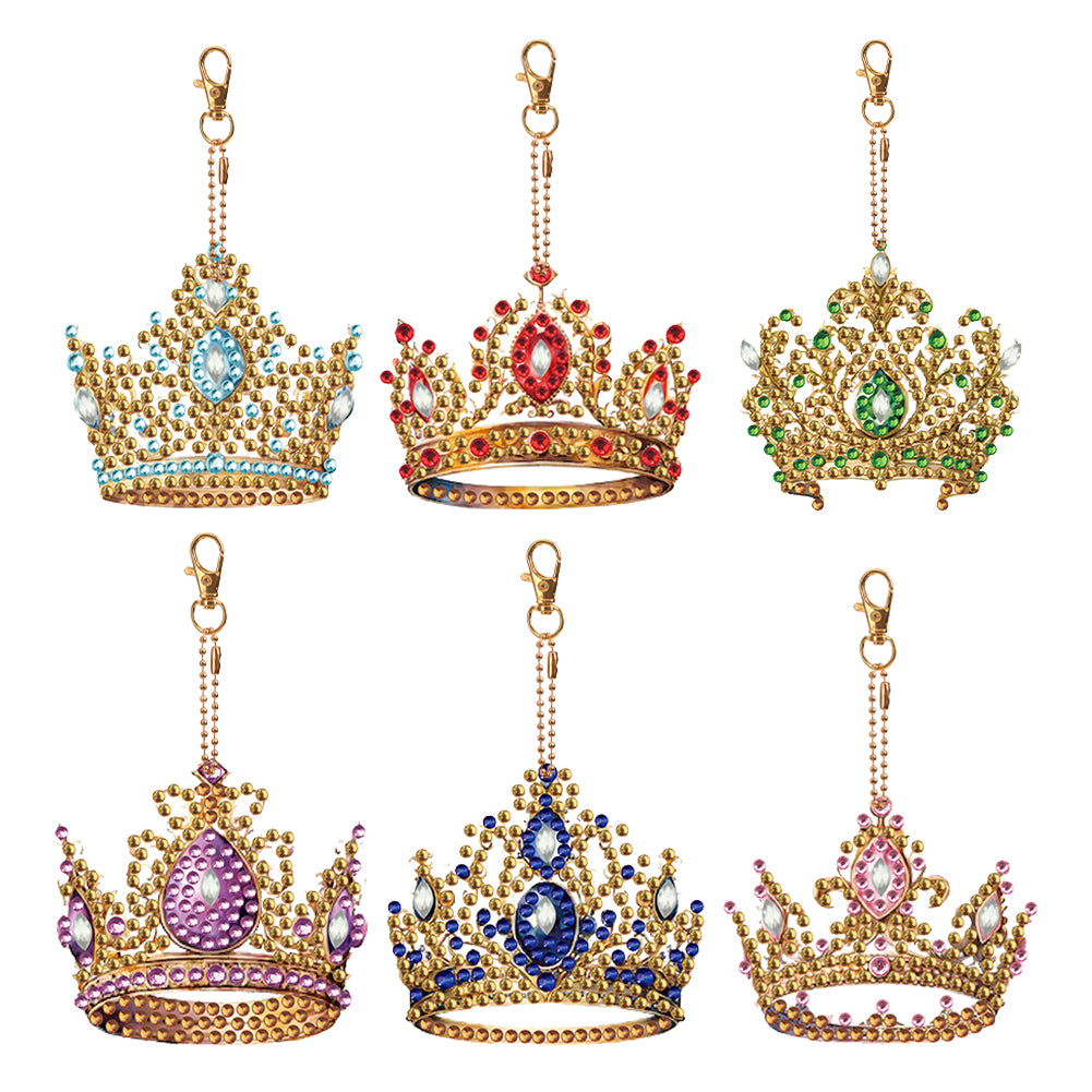 8PCS Double Sided Special Shape Diamond Painting Keychain (Crown)