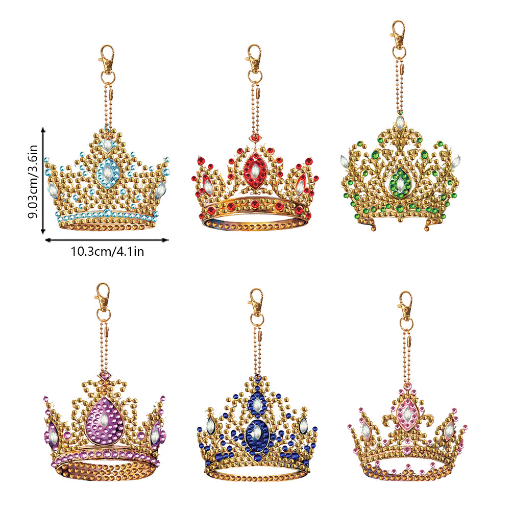 8PCS Double Sided Special Shape Diamond Painting Keychain (Crown)