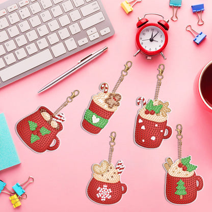 5PCS Double Sided Special Shape Diamond Painting Keychain (Ice Cream Cup)