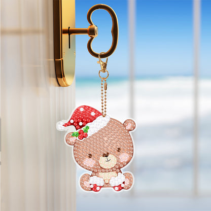 5PCS Double Sided Special Shape Diamond Painting Keychain (Christmas Animals)