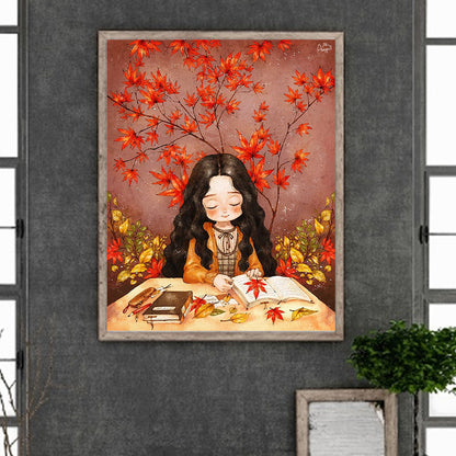 Autumn Vibe Girl - Full Round Drill Diamond Painting 40*50CM