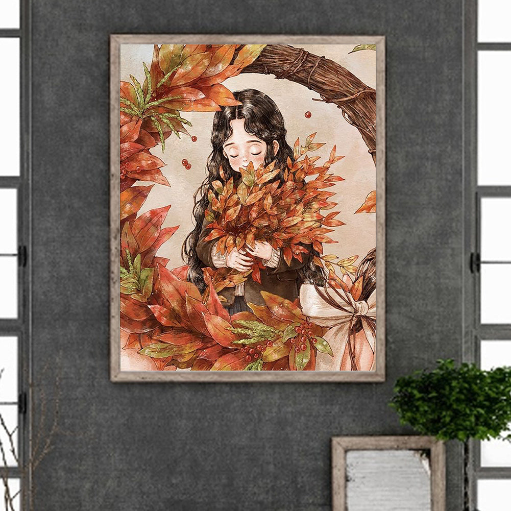 Autumn Vibe Girl - Full Round Drill Diamond Painting 40*50CM