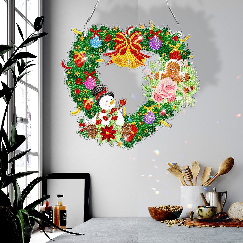 Special Shaped Diamond Painting Wall Decor Wreath (Love Snowman Cookie Man)