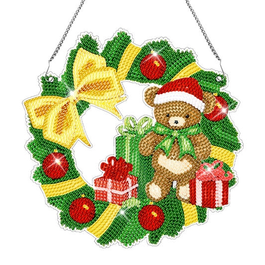 Special Shaped Diamond Painting Wall Decor Wreath (Christmas Bear)