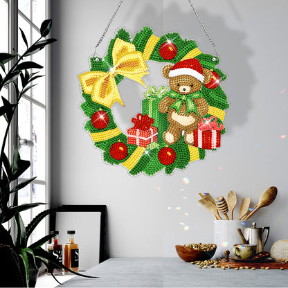 Special Shaped Diamond Painting Wall Decor Wreath (Christmas Bear)