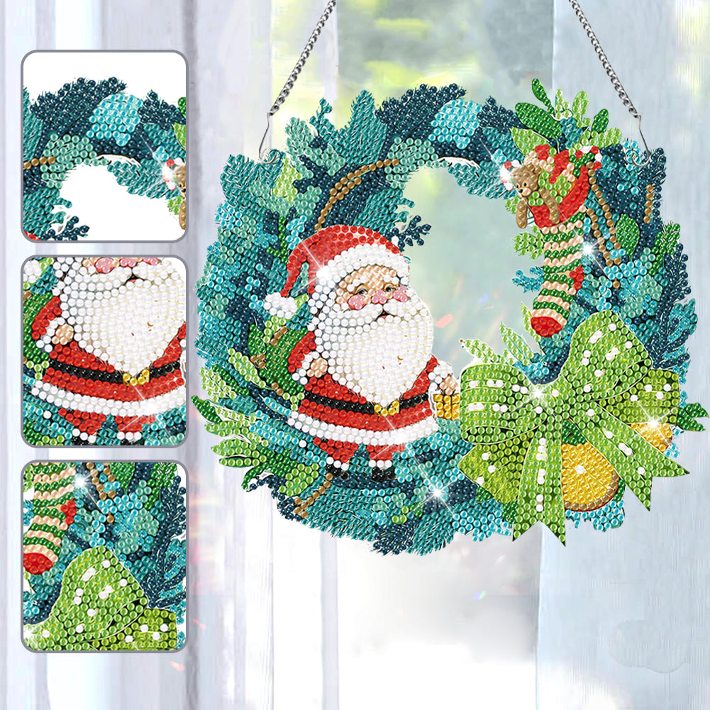 Special Shaped Diamond Painting Wall Decor Wreath (Santa)