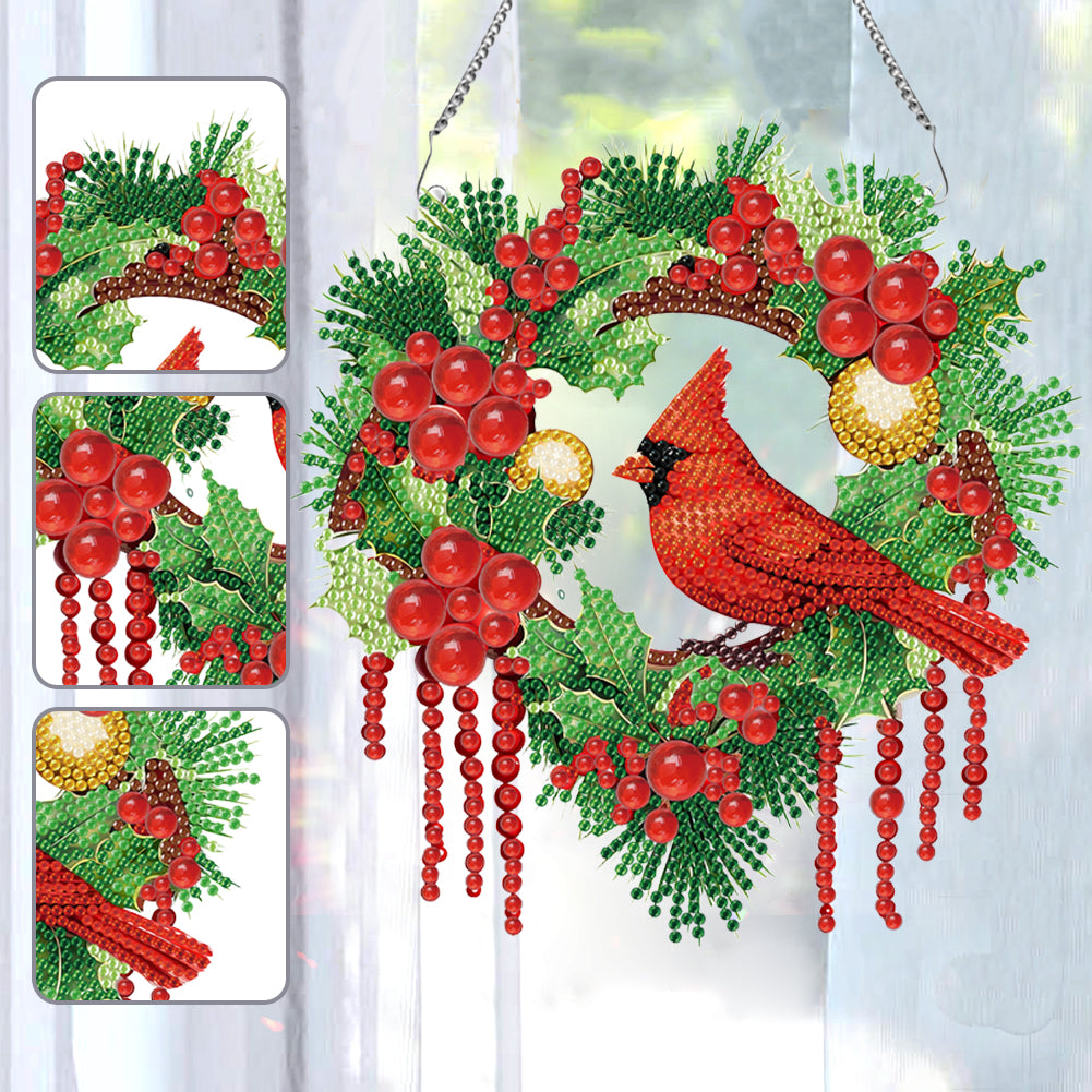 Special Shaped Diamond Painting Wall Decor Wreath (Cardinal)