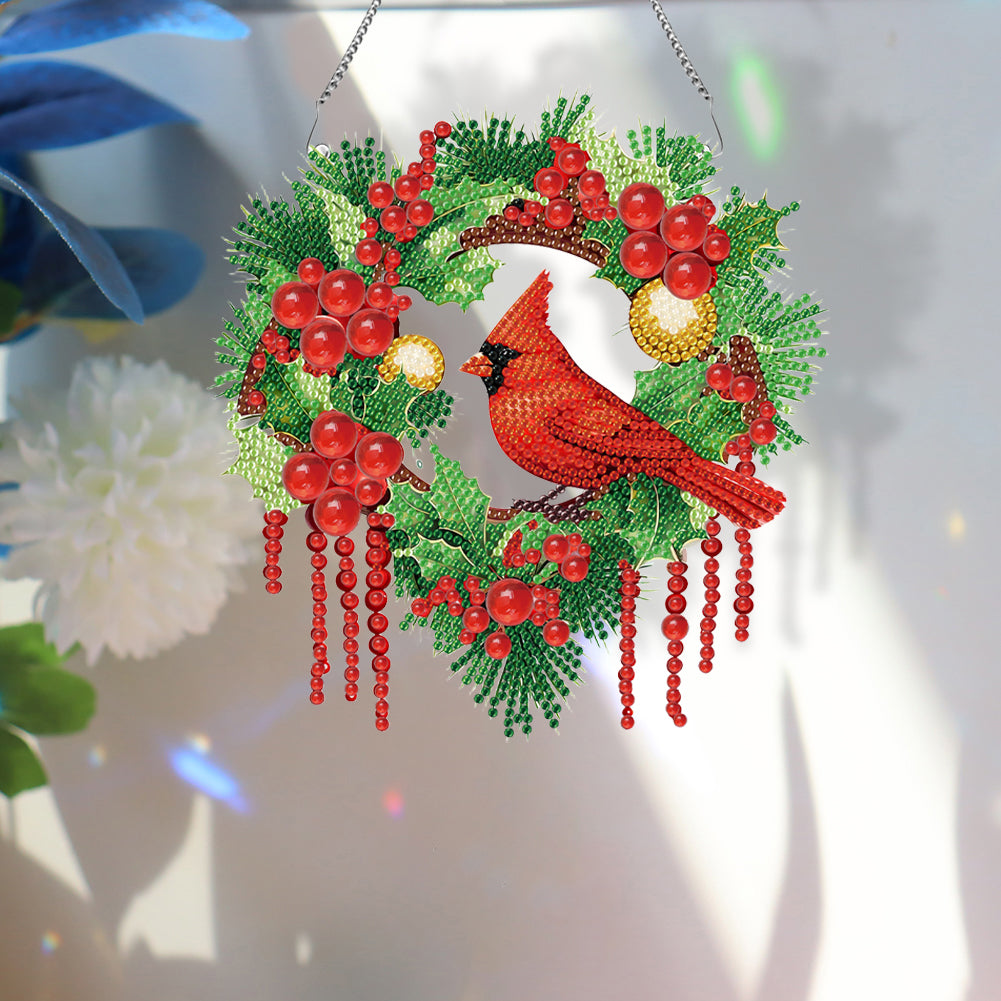 Special Shaped Diamond Painting Wall Decor Wreath (Cardinal)