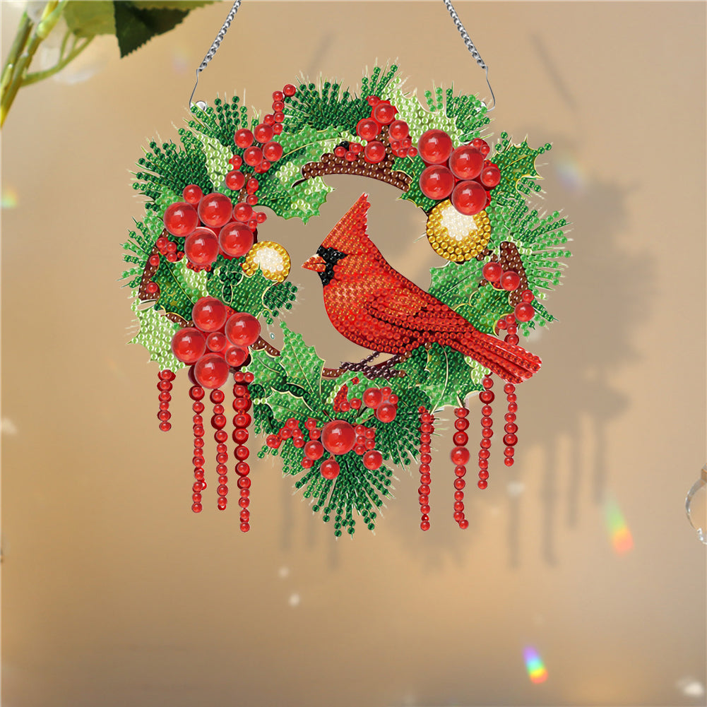 Special Shaped Diamond Painting Wall Decor Wreath (Cardinal)