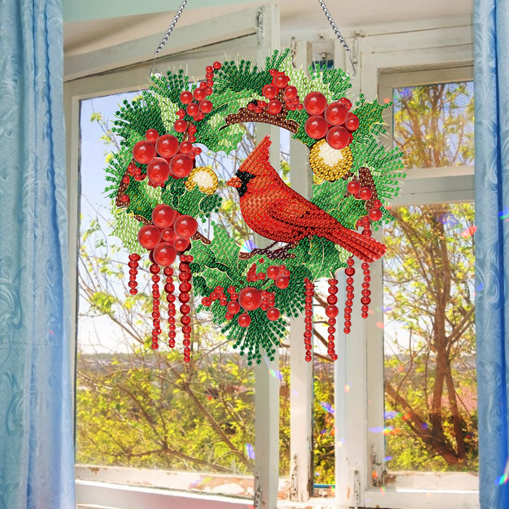 Special Shaped Diamond Painting Wall Decor Wreath (Cardinal)