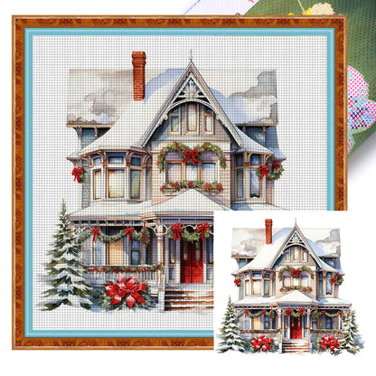 Christmas Cabin - 11CT Stamped Cross Stitch 50*50CM