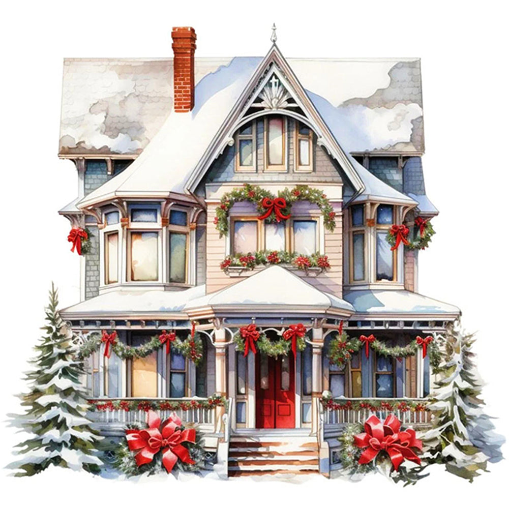 Christmas Cabin - 11CT Stamped Cross Stitch 50*50CM