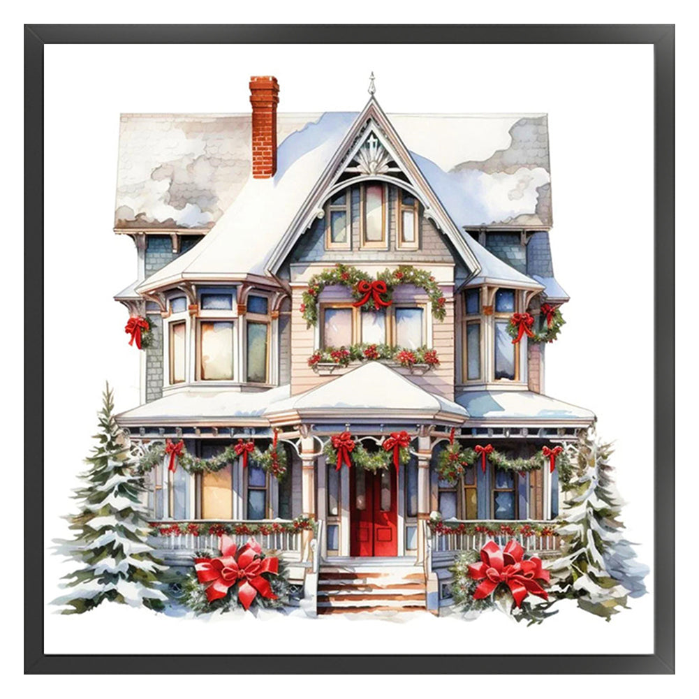 Christmas Cabin - 11CT Stamped Cross Stitch 50*50CM