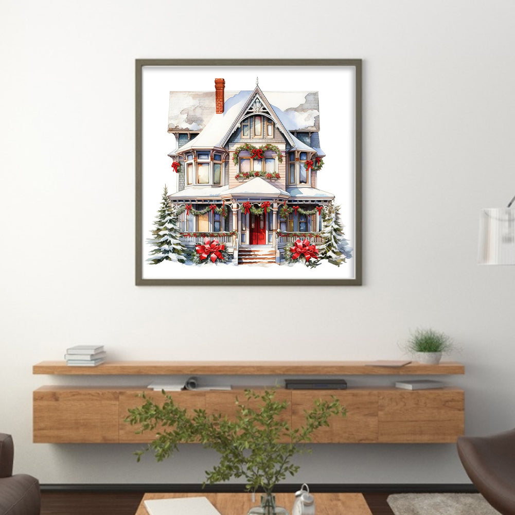 Christmas Cabin - 11CT Stamped Cross Stitch 50*50CM