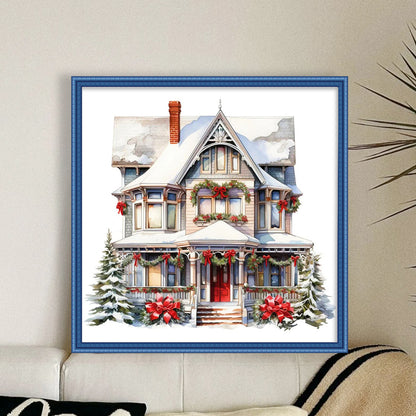 Christmas Cabin - 11CT Stamped Cross Stitch 50*50CM